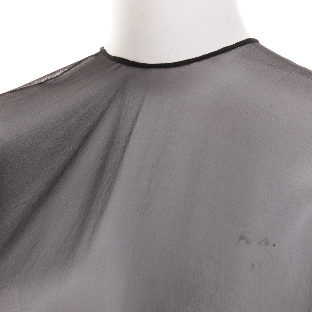 ALEXANDRE VAUTHIER COUTURE black sheer flowey cape sleeve asymmetric cape kaftan