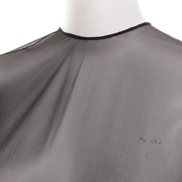 ALEXANDRE VAUTHIER COUTURE black sheer flowey cape sleeve asymmetric cape kaftan