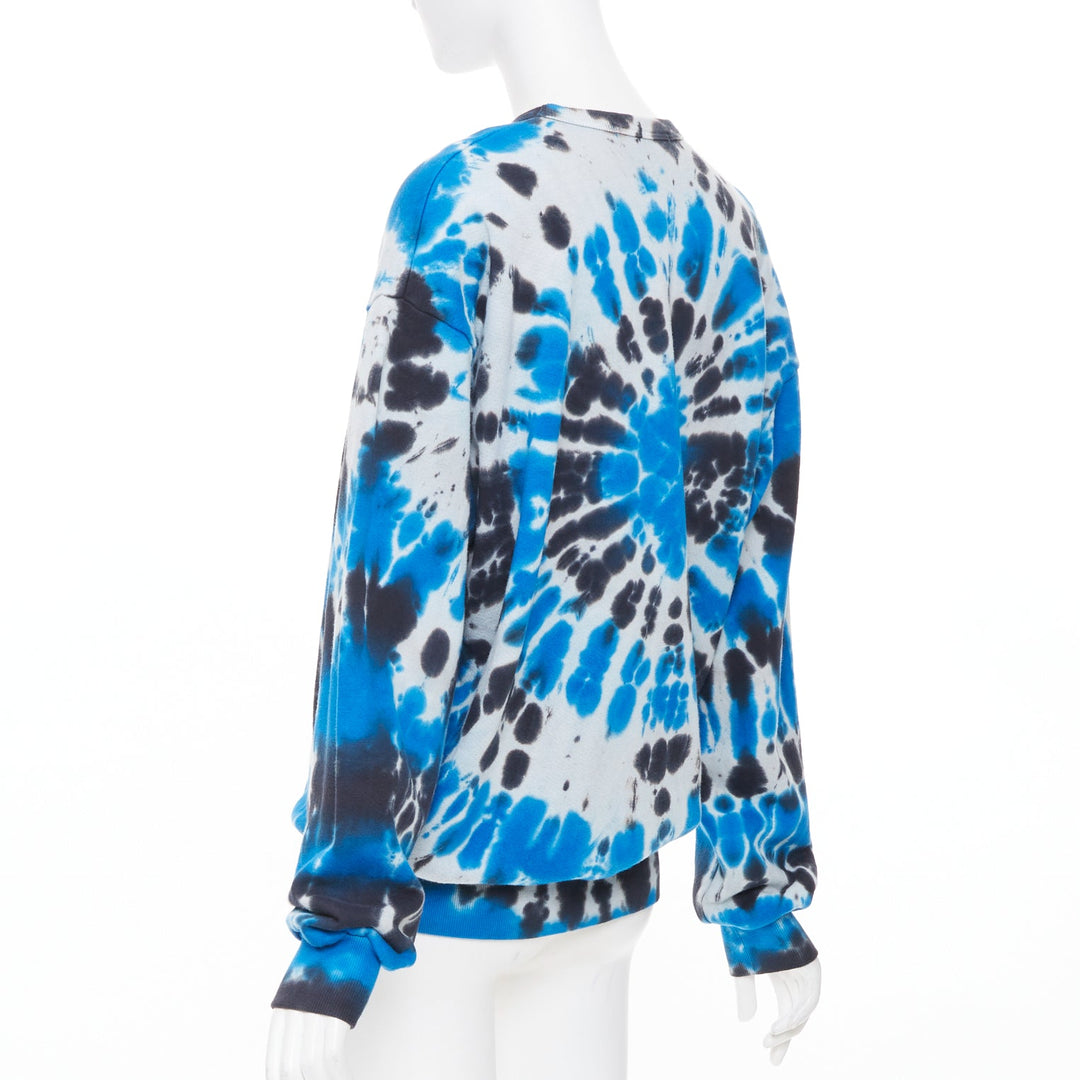 RODARTE Radarte rhinestone necklace blue black tie dye cotton sweatshirt S