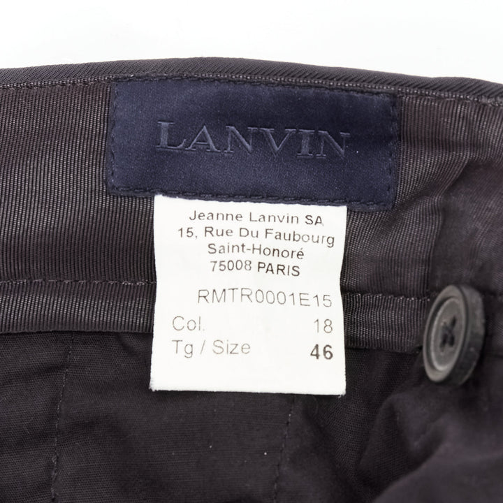 LANVIN navy viscose blend front pleats classy tapered dress pants IT46 S