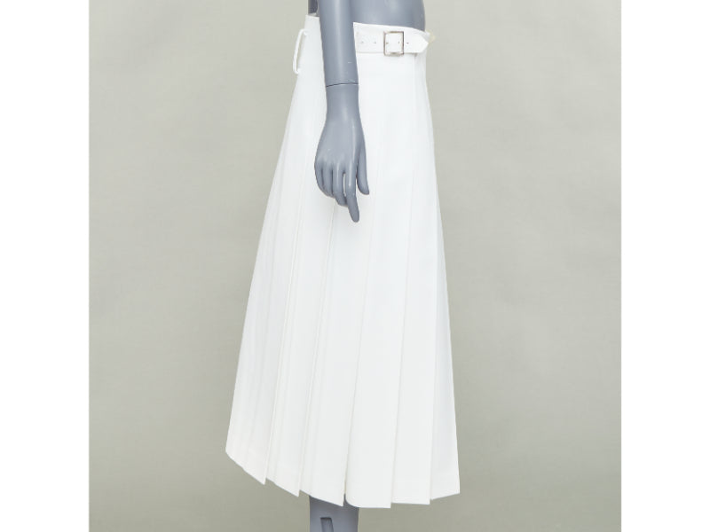 COMME DES GARCONS Homme Plus 2018 white PU cowhide trimmed pleated kilt skirt S