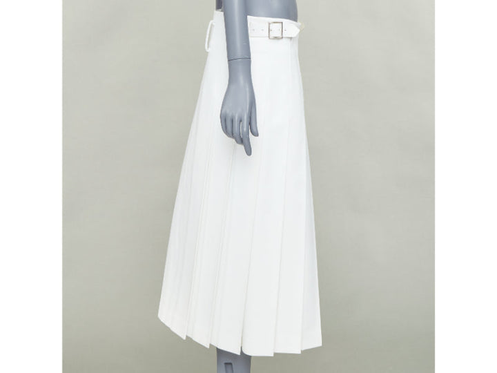 COMME DES GARCONS Homme Plus 2018 white PU cowhide trimmed pleated kilt skirt S