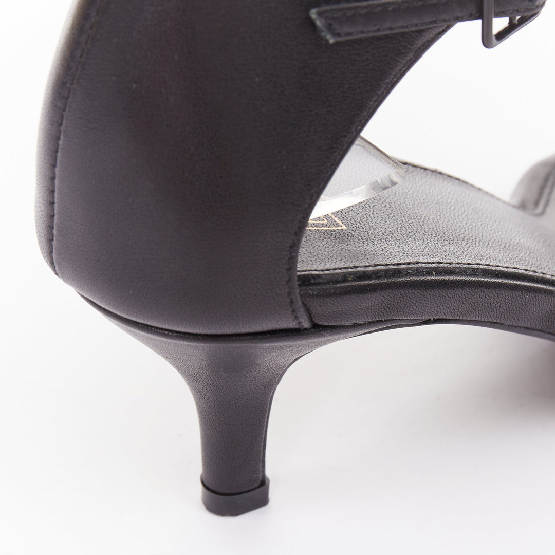 TOTEME The Strappy Heel 55 black leather square toe thin strap sandals EU36