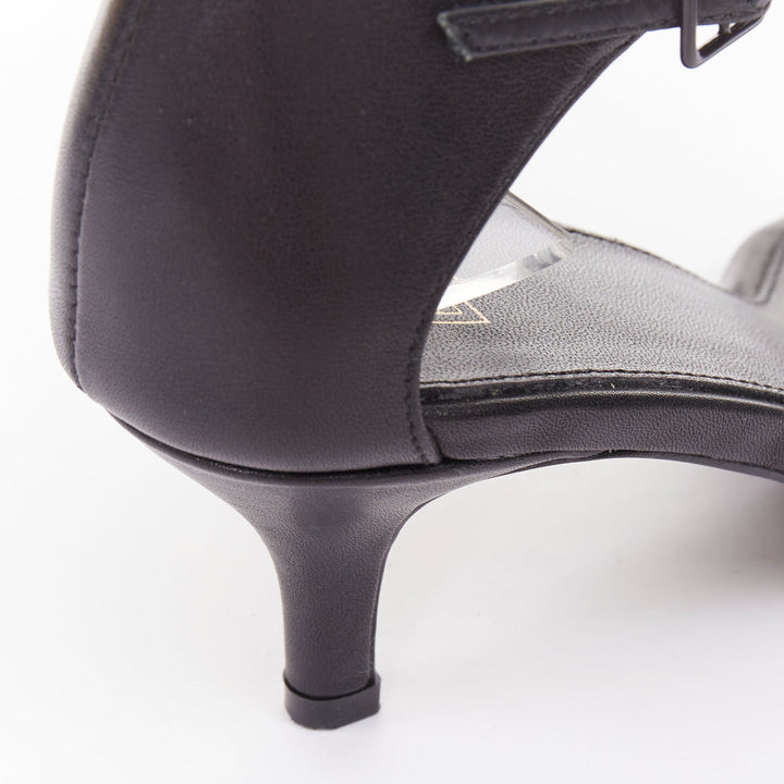 TOTEME The Strappy Heel 55 black leather square toe thin strap sandals EU36