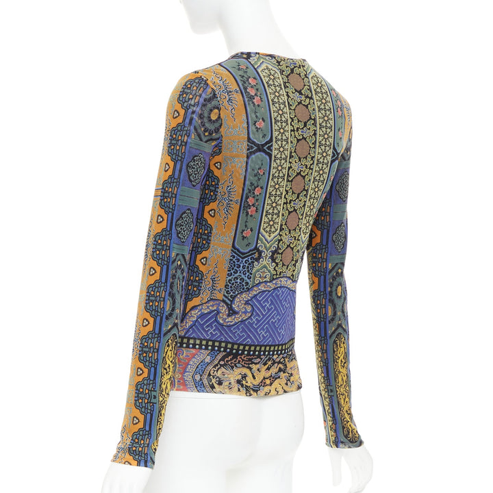 VIVIENNE TAM purple Dynasty chinoiserie dragon birds print long sleeve top