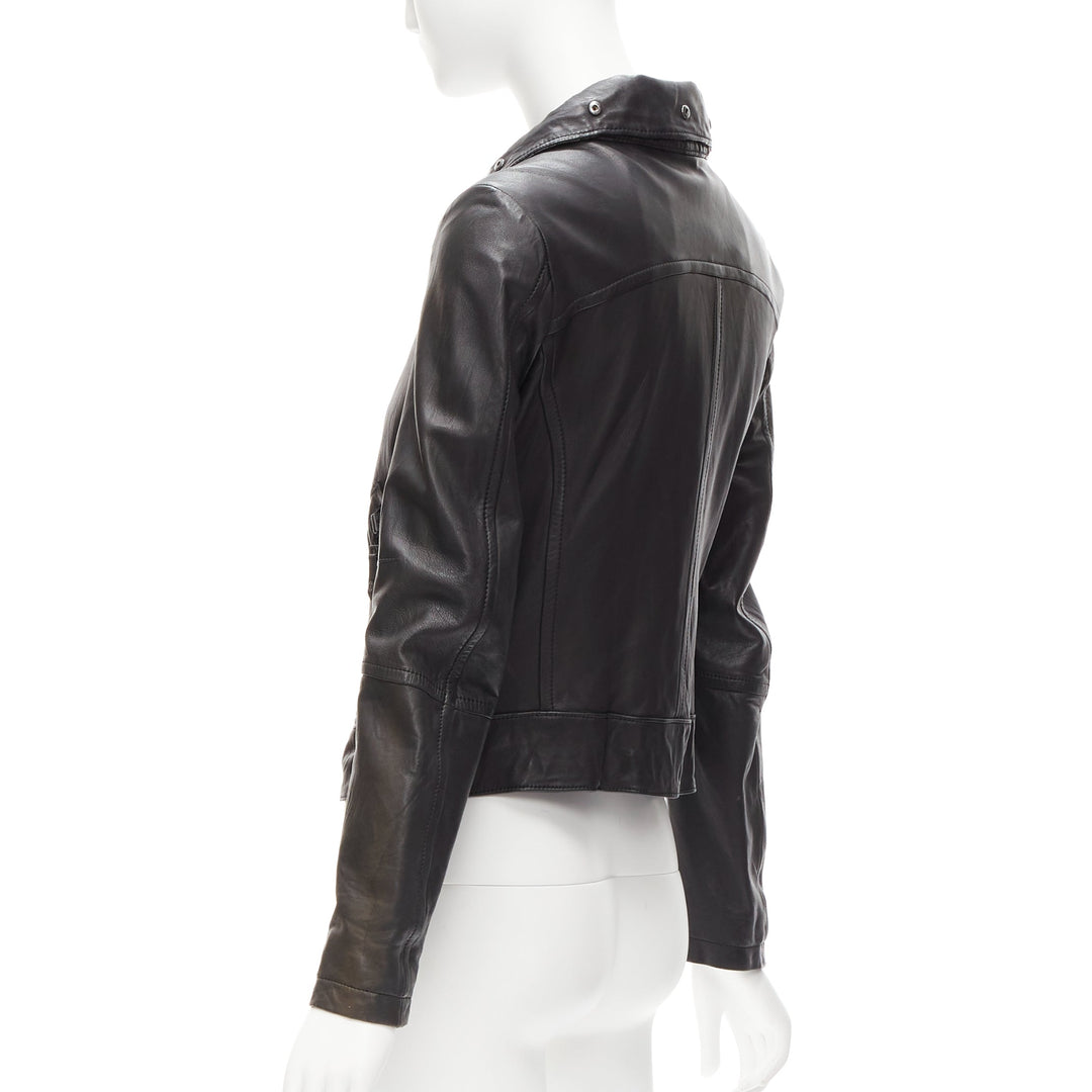 ATSURO TAYAMA black sheepskin leather 2 way collar biker jacket US4 S