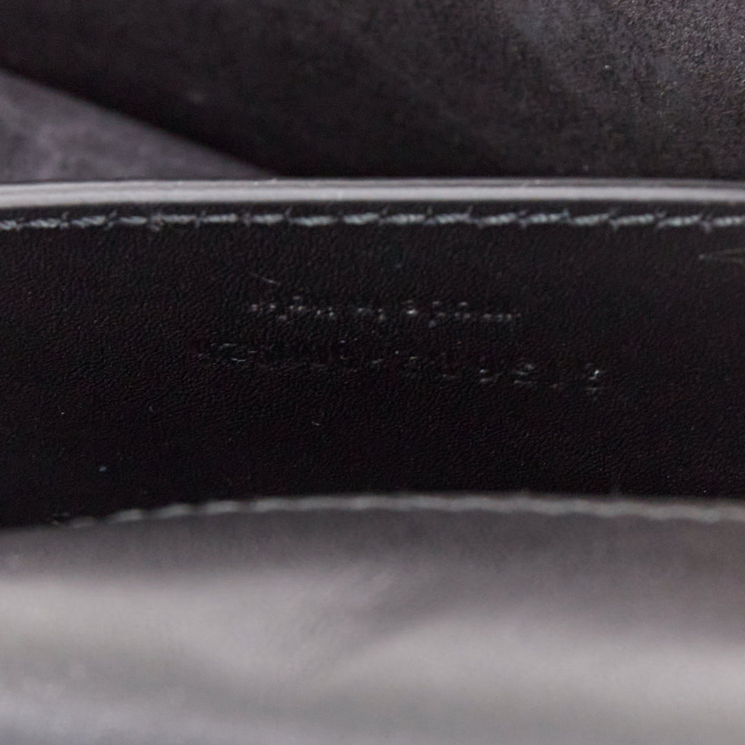 SAINT LAURENT Betty black smooth leather silver studded envelope clutch bag