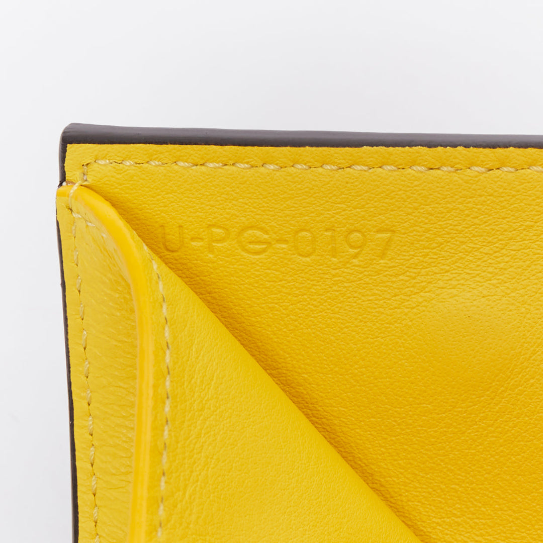 CELINE Trifold Compact Dune drummed calfskin yellow lined folded wallet