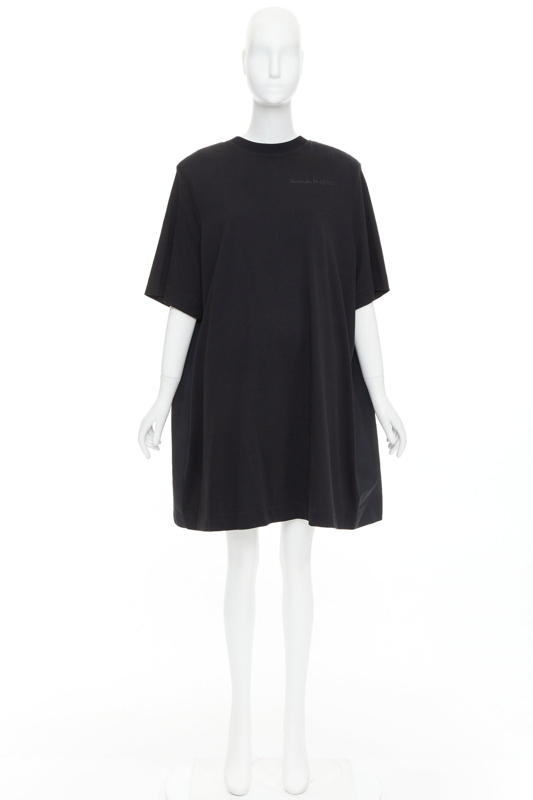 ALEXANDER MCQUEEN 2021 black hybrid flared back oversized tshirt dress IT48 XXL