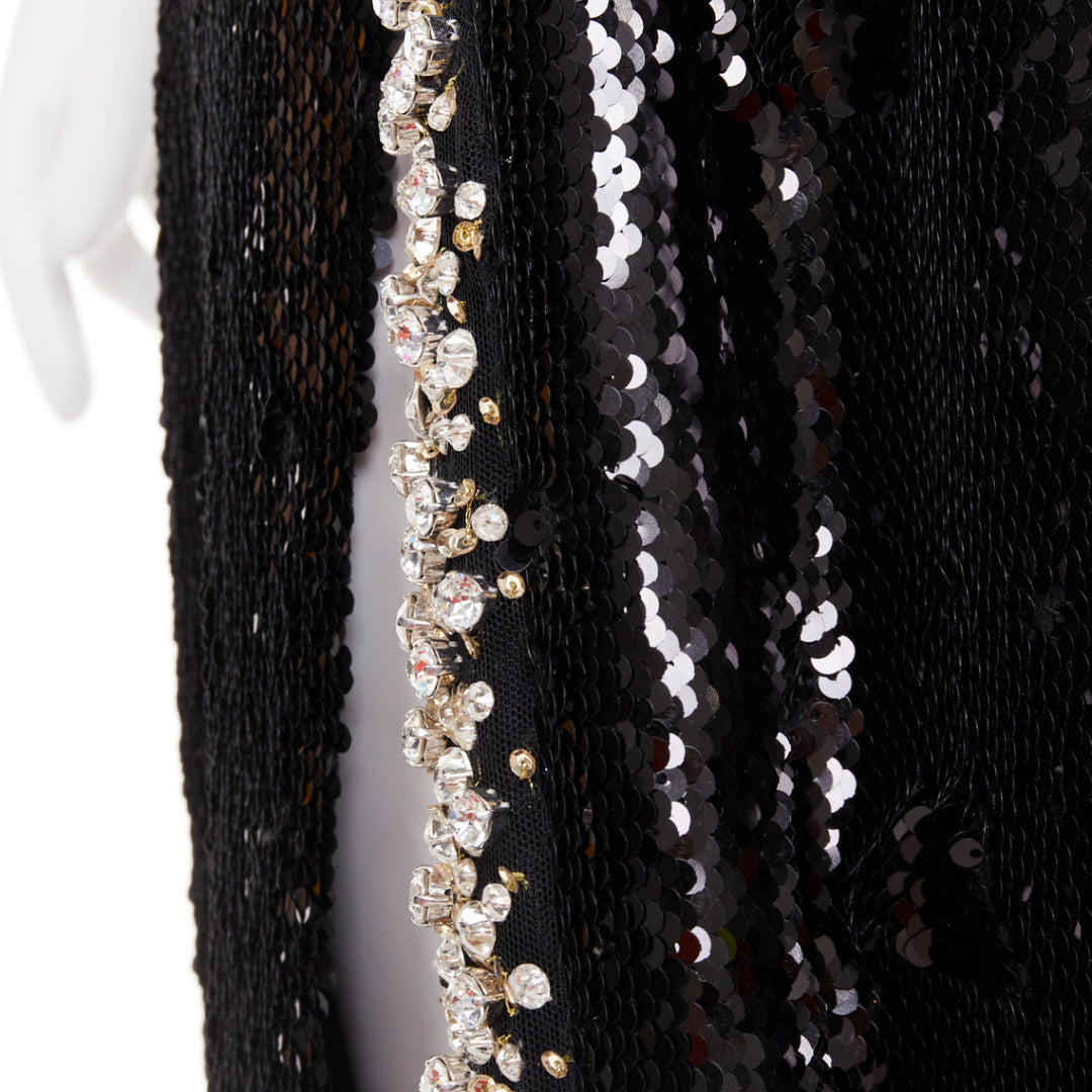 rare ALEXANDRE VAUTHIER COUTURE 2021 black silver crystal sequin maxi skirt