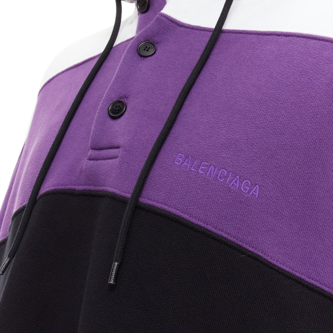 Male mannequin wearing Balenciaga by Demna 556137 TDV32 6487 Purple Cotton Men Hoodies in Size  L | Available at JHROP