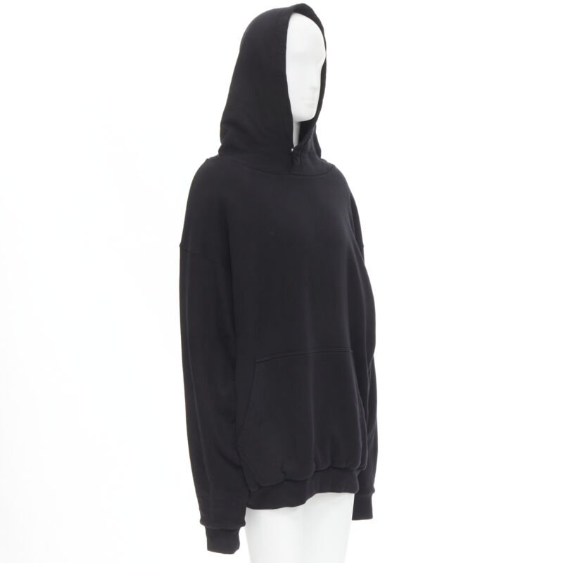 BALENCIAGA Demna 2018 black I Love Techno embroidered oversized hoodie S