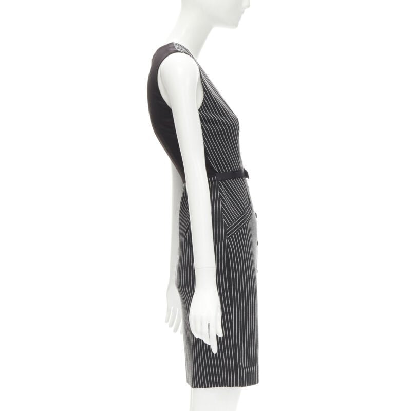 DIANE VON FURSTENBERG Gilet Dress black white vertical pinstripes dress US0 XS