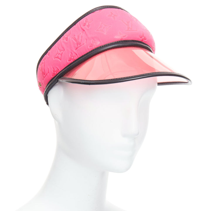 LOUIS VUITTON pink neoprene LV monogram PVC leather trim visor