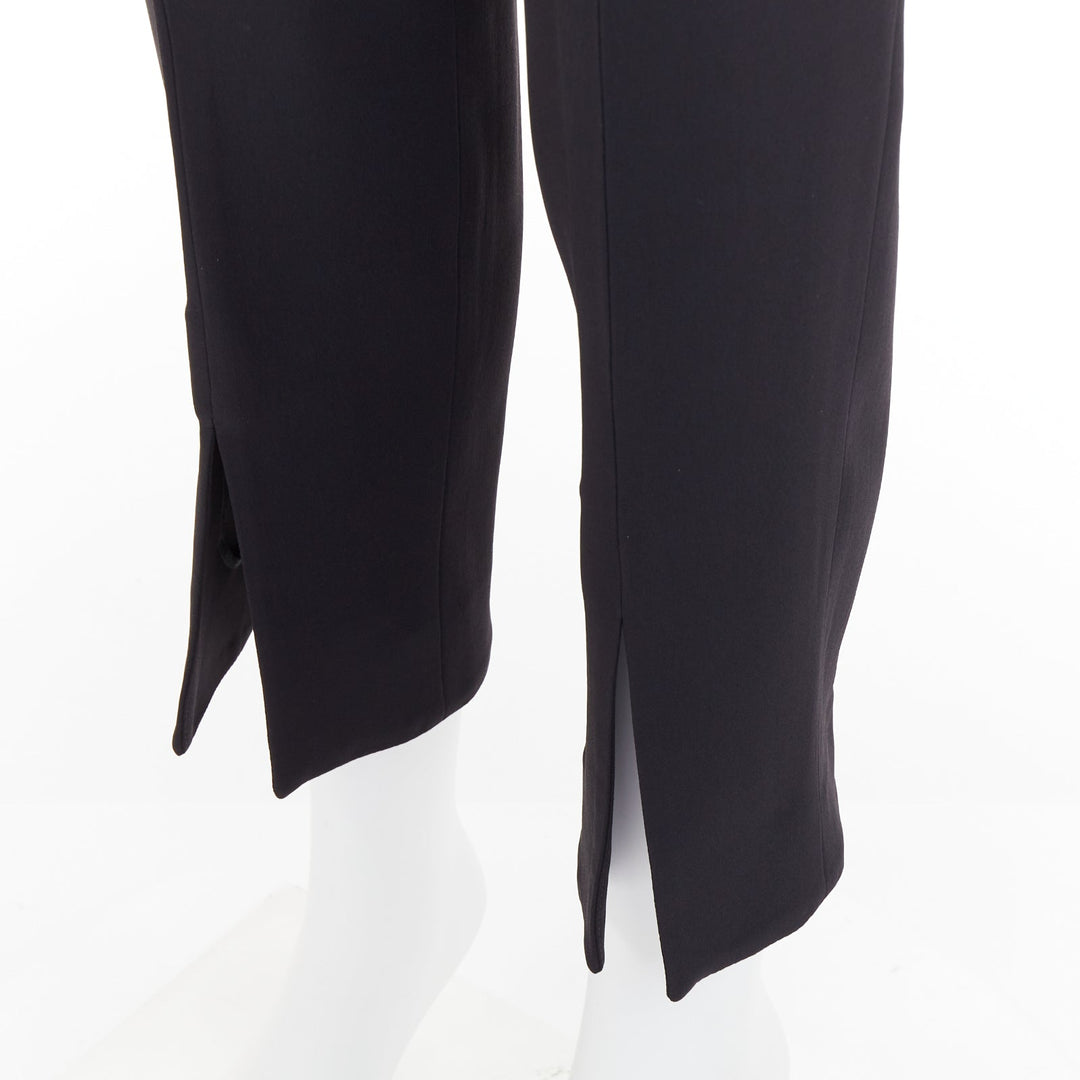 ALEXANDER MCQUEEN black silky slit front high waisted cropped pants IT40 S