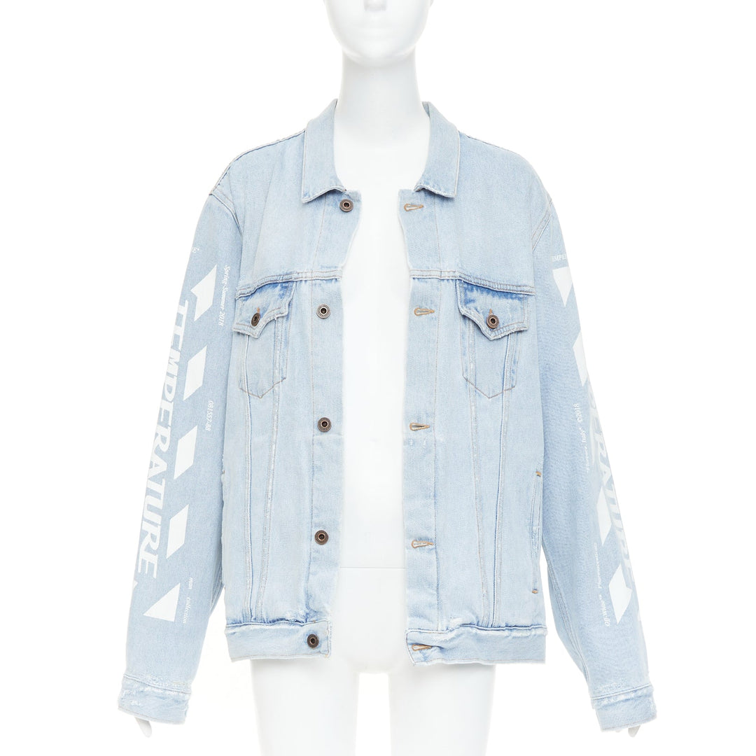OFF-WHITE Virgil Abloh 2013 Temperature print blue white washed denim jacket M