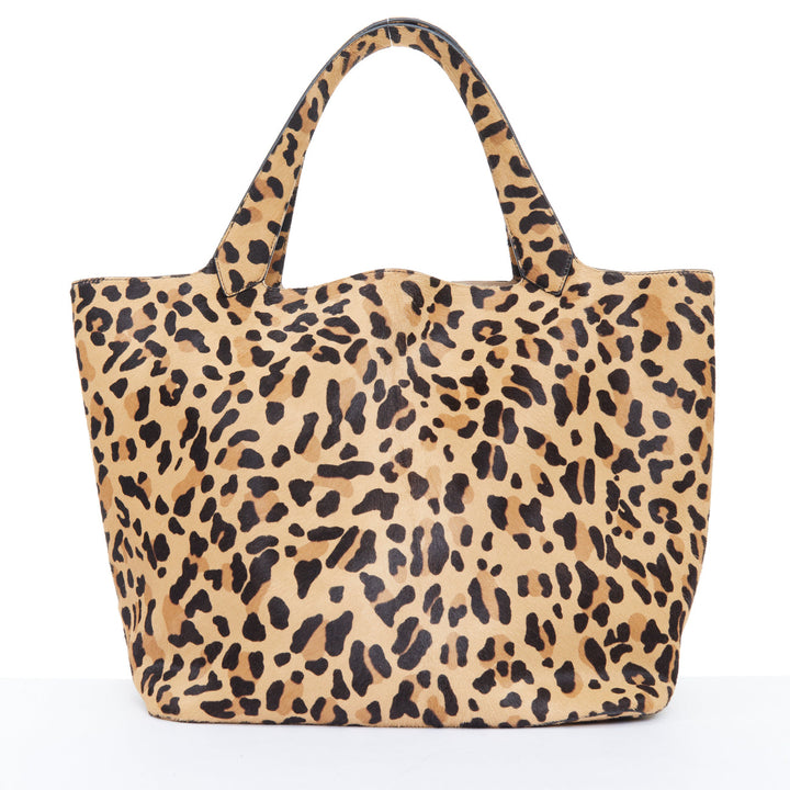 ALAIA 2025 Le Cabas Brun Sepia leopard print calf hair large open top tote bag