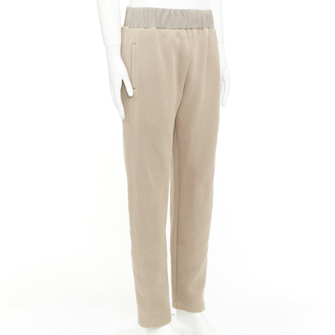 BOTTEGA VENETA beige contrast waistband elastic jogger pants IT48 M
