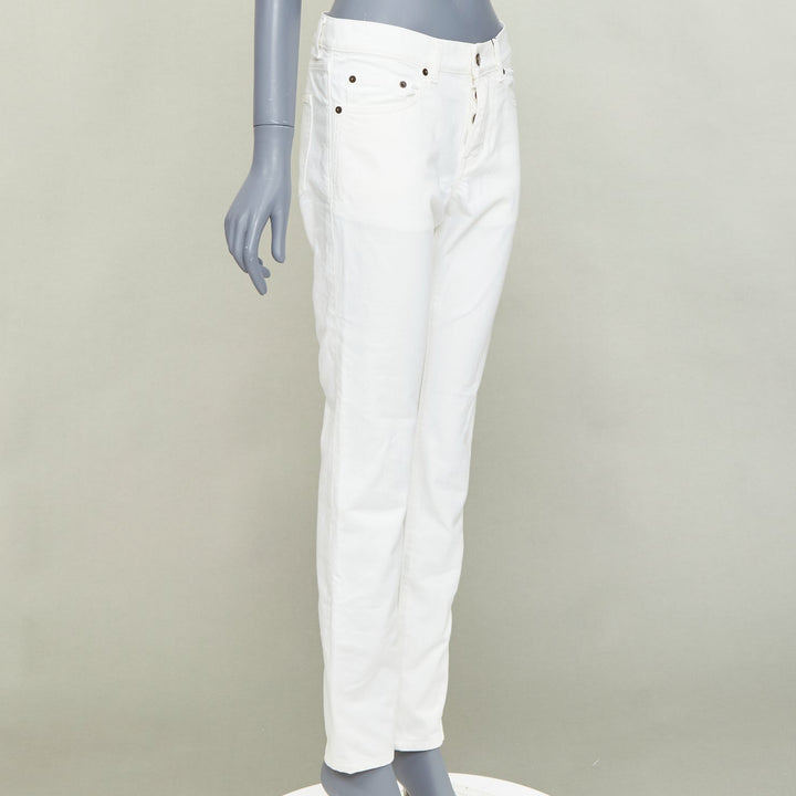 SAINT LAURENT 2020 D18 M SL LW off white cotton straight leg denim jeans 28"