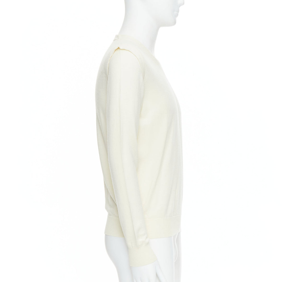 MAISON MARGIELA 100% wool cream V-neck overlay sleeve sweater M