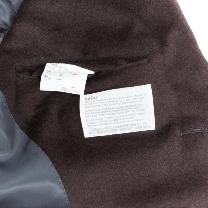 KOLOR dark brown navy blue bi colour panels tailored coat pant set JP3