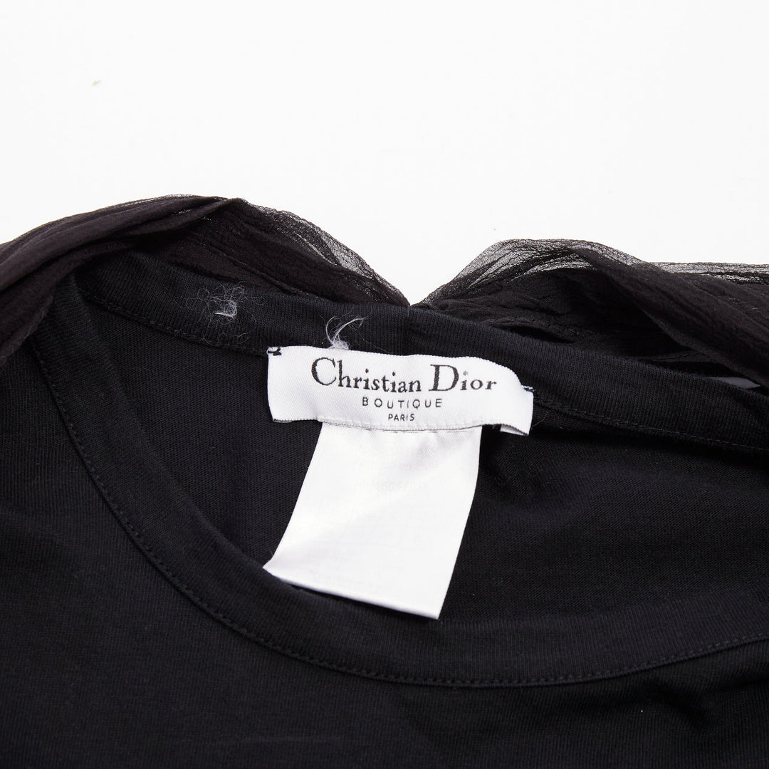 CHRISTIAN DIOR John Galliano black sheer silk chiffon wrap sash tank top FR38 M