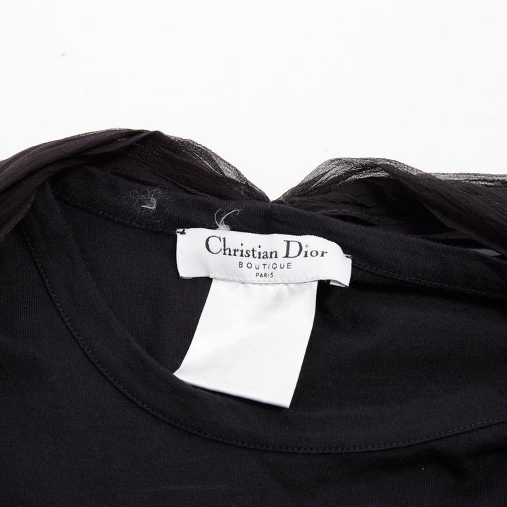 CHRISTIAN DIOR John Galliano black sheer silk chiffon wrap sash tank top FR38 M