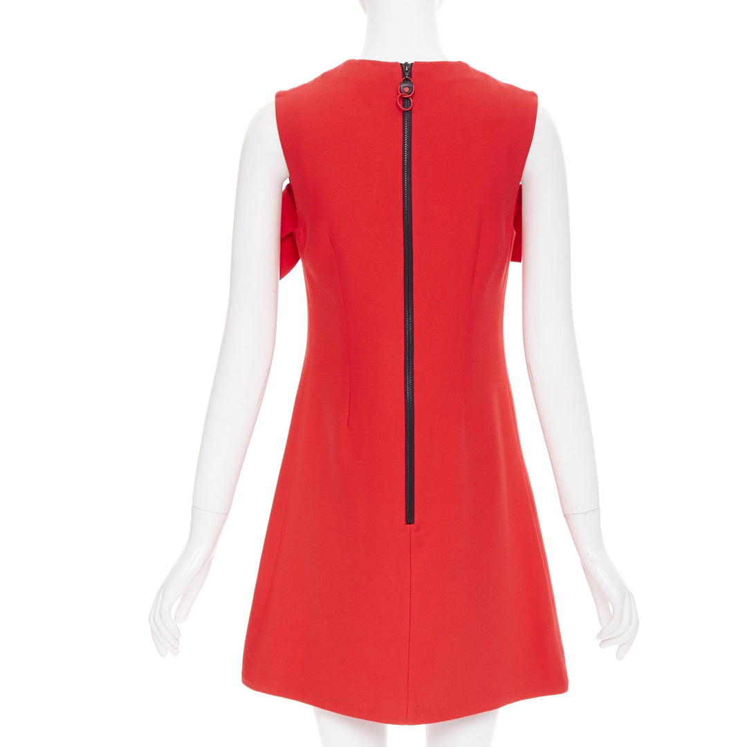 LOUIS VUITTON red ruffle sleeveless viscose blend cocktail dress FR36 S