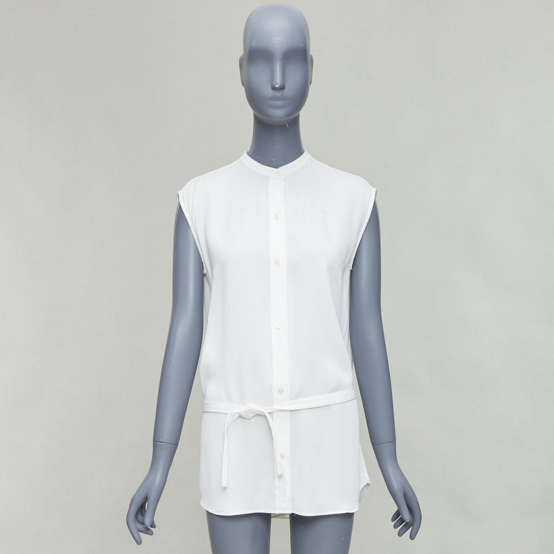 HELMUT LANG white tie front deconstructed backless vest top S