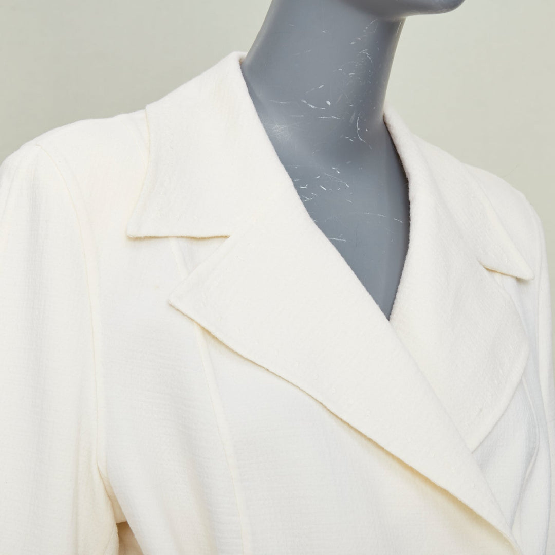 ESCADA cream wool blend double breasted belted flared bell sleeve coat FR44 XL