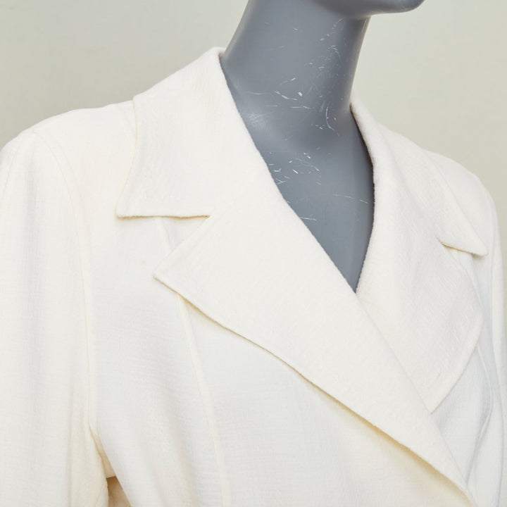 ESCADA cream wool blend double breasted belted flared bell sleeve coat FR44 XL