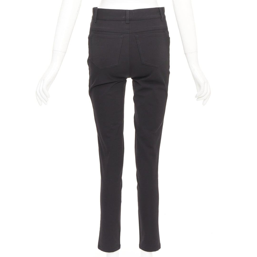 VICTORIA BECKHAM black polyamide high waisted navy gold button pants UK6 XS