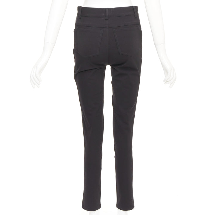 VICTORIA BECKHAM black polyamide high waisted navy gold button pants UK6 XS