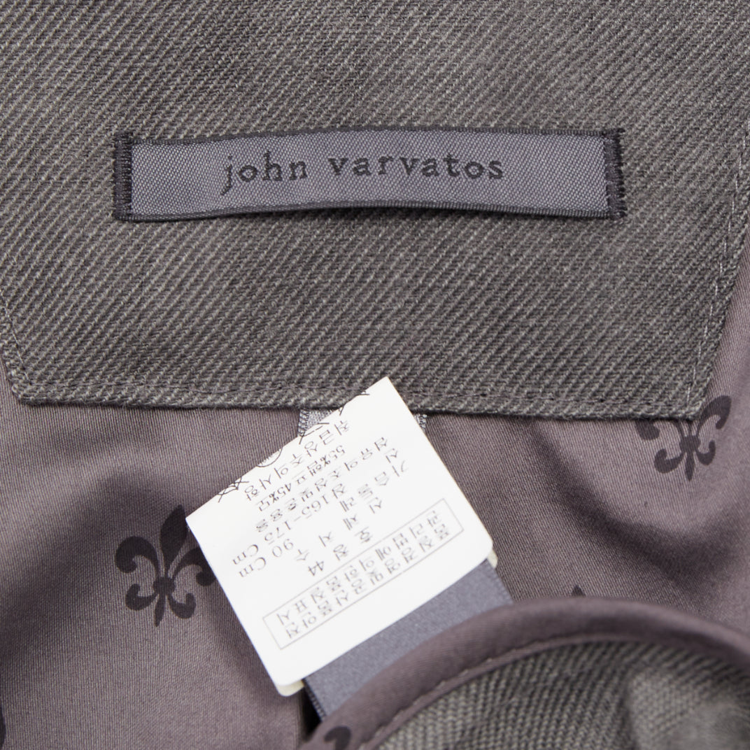 JOHN VARVATOS 2015 high break notch lapel textured button grey jacket EU44 XS