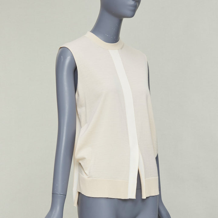 OLD CELINE Phoebe Philo beige wool cashmere blend split hem sweater vest S