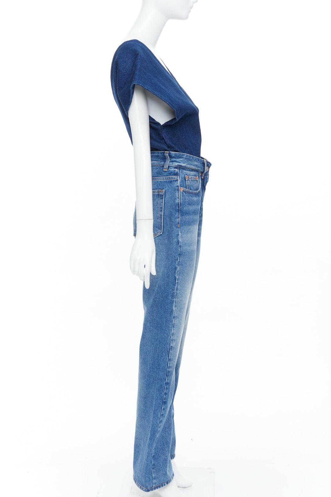 MM6 MAISON MARGIELA 2021 Runway Denim Salopette wrap flared jumpsuit IT40 S