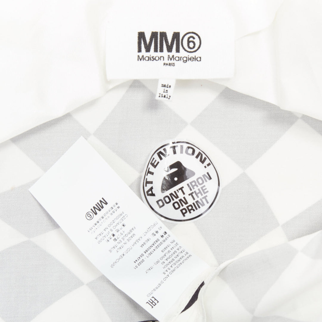 MAISON MARGIELA MM6 black white checkerboard cotton cropped flared coat FR40 M