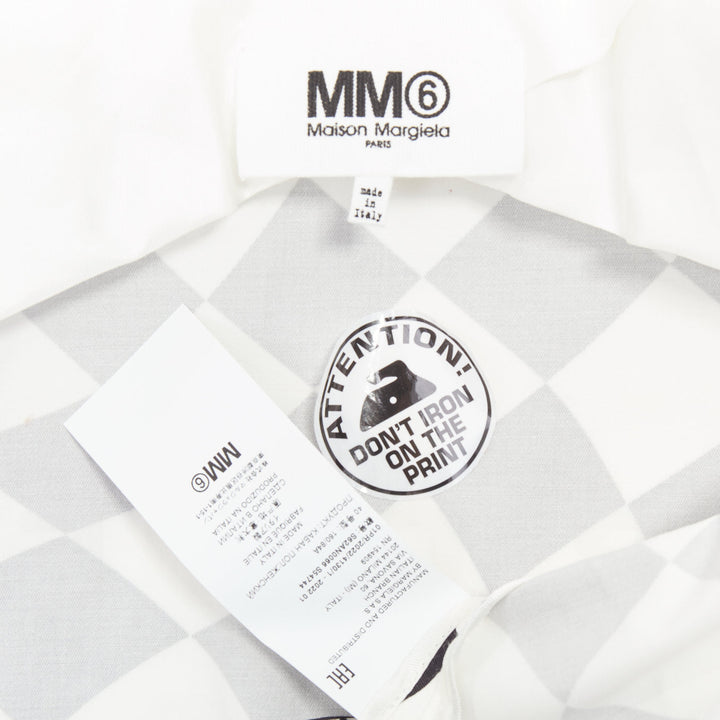 MAISON MARGIELA MM6 black white checkerboard cotton cropped flared coat FR40 M