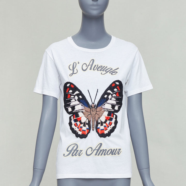 GUCCI L'Aveugle Par Armour white butterfly embroidered tshirt S