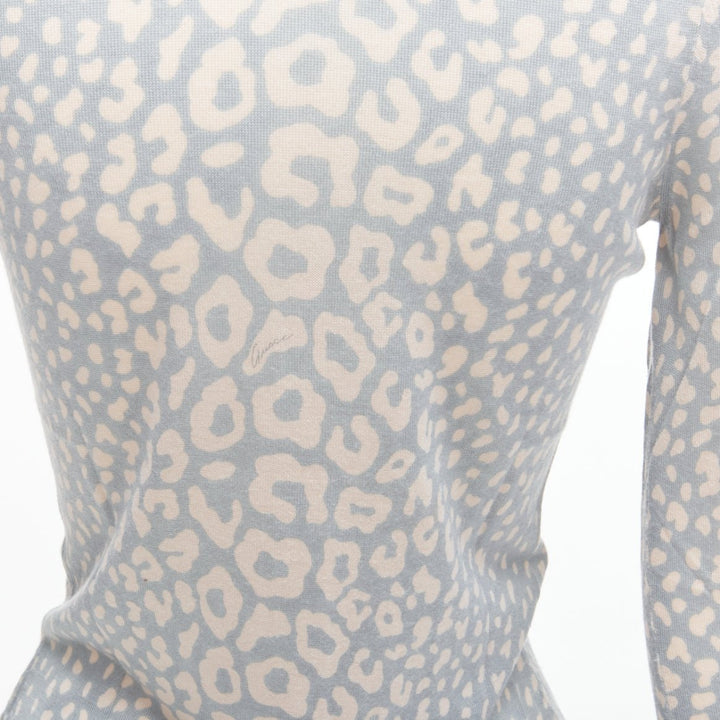 GUCCI Vintage green blue leopard print cashmere silk wool cardigan IT38 XS