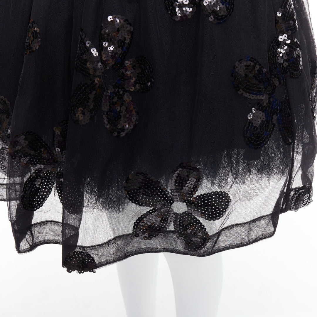 SIMONE ROCHA black floral sequin embellished tulle tutu skirt UK4 XXS