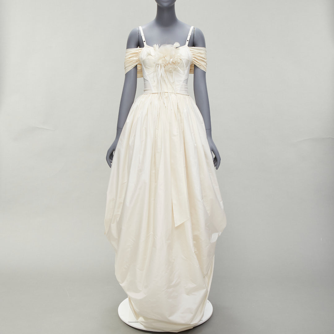 DOLCE GABBANA 1990's Vintage floral bustier tulle skirt 2 pc bridal dress IT38