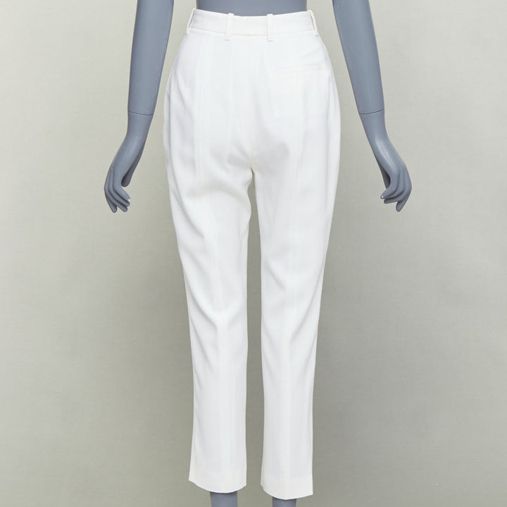 ALEXANDER MCQUEEN 2020 cream virgin wool curved side seam pants IT38 XS