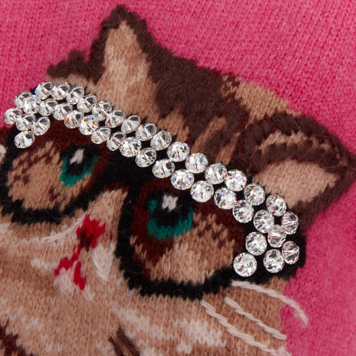 GUCCI 2018 Runway Ignasi Monreal Cat in Teacup pink wool knit sweater S