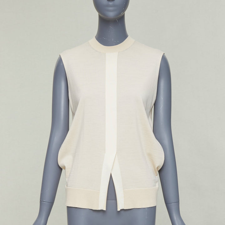 OLD CELINE Phoebe Philo beige wool cashmere blend split hem sweater vest S