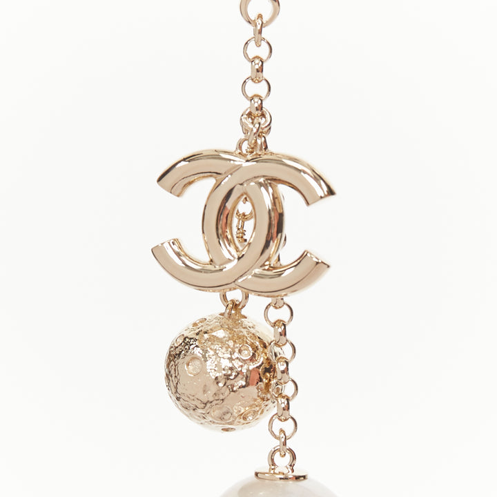 CHANEL G25B 2025 VIC Limited Gift gold pearl moon ball bag charm keychain