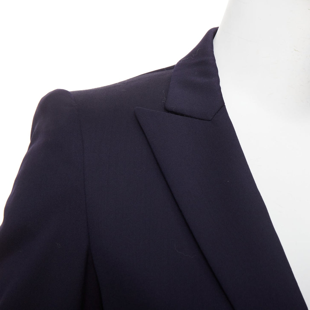 STELLA MCCARTNEY navy wool flap pocket single breasted blazer IT34 XXS