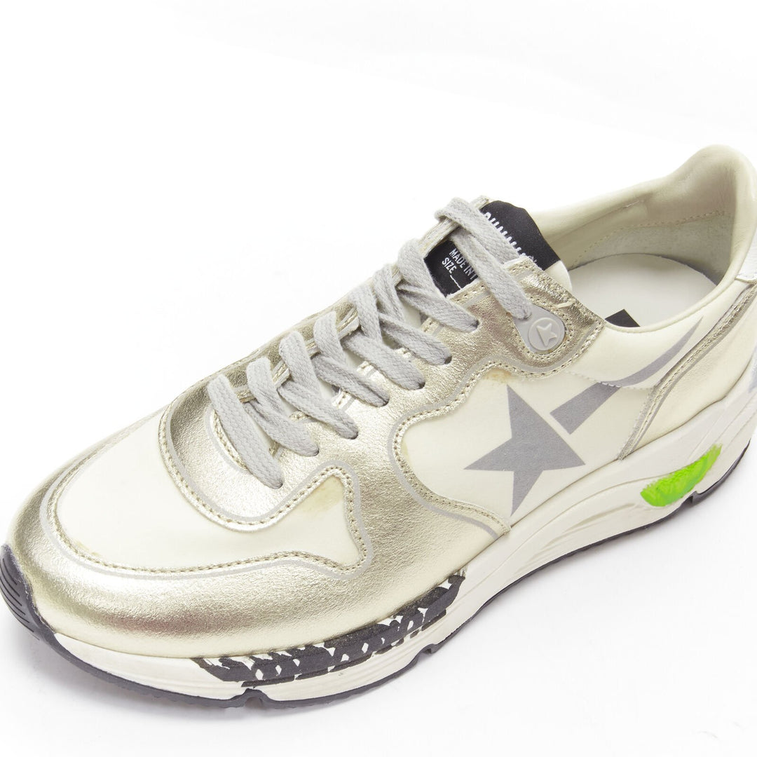 GOLDEN GOOSE Private EDT Running chunky metallic gold distressed sneaker EU38