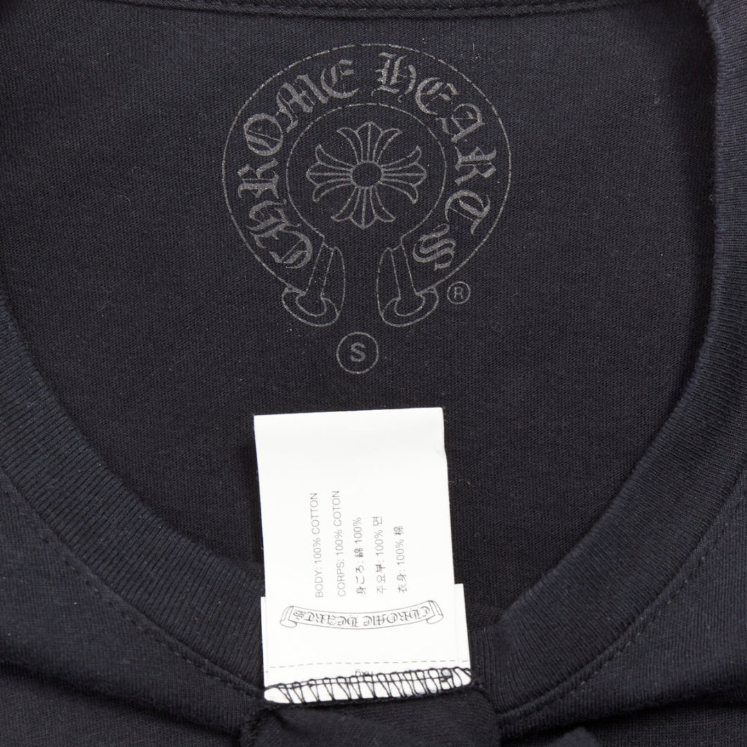 CHROME HEARTS black cotton white crosses logo long sleeve tshirt S