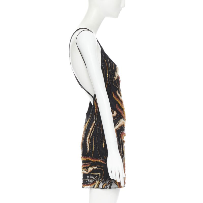 VERSACE 2020 Runway Virtus Animalier bead embellished dress IT40 S $7800